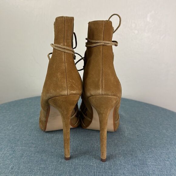 Steve Madden Maddye Sand Suede Peep Toe High Heel Booties Size 9M - Picture 4 of 10
